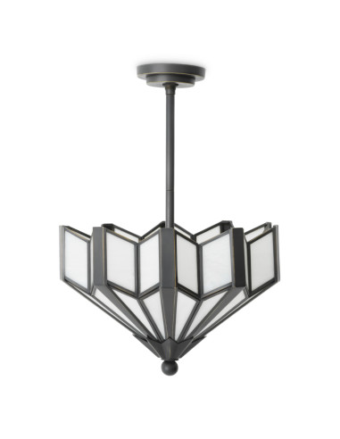 Brass and white glass ceiling light,...
