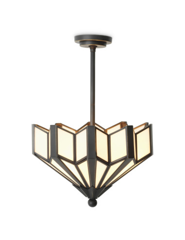 Brass and white moulded glass ceiling...