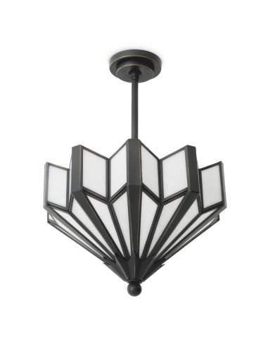 Brass and white glass ceiling light,...