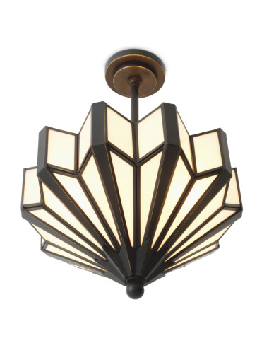 Brass and white moulded glass ceiling...