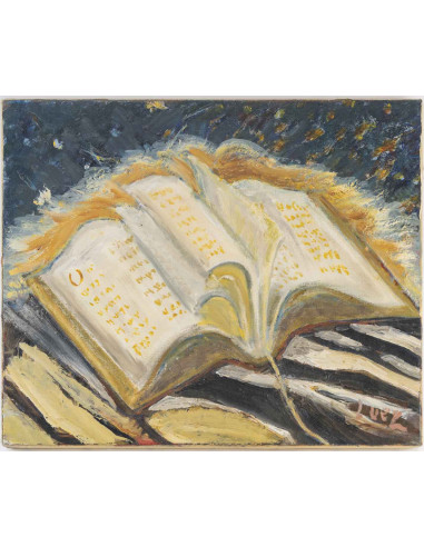 布面油画，油画作者 Evelyne Luez，20 世纪。