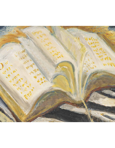 布面油画，油画作者 Evelyne Luez，20 世纪。