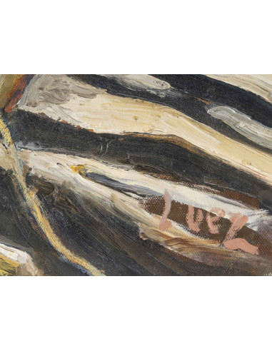 布面油画，油画作者 Evelyne Luez，20 世纪。
