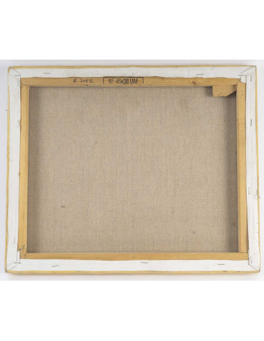 布面油画，油画作者 Evelyne Luez，20 世纪。