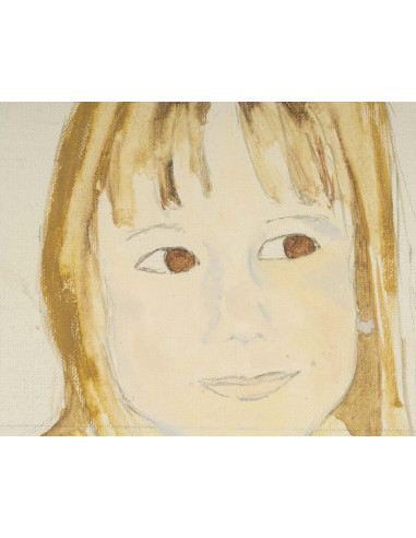 画布上的水彩画，两个年轻女孩肖像的准备工作，20 世纪。