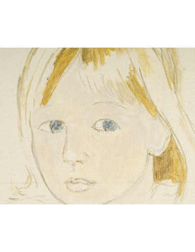 画布上的水彩画，两个年轻女孩肖像的准备工作，20 世纪。