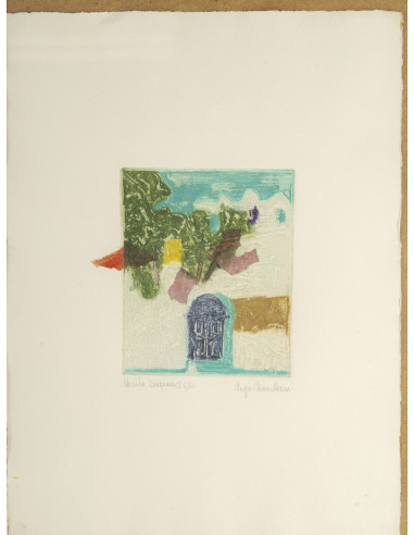 石版画，已签名并装裱，20 世纪。
