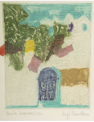石版画，已签名并装裱，20 世纪。