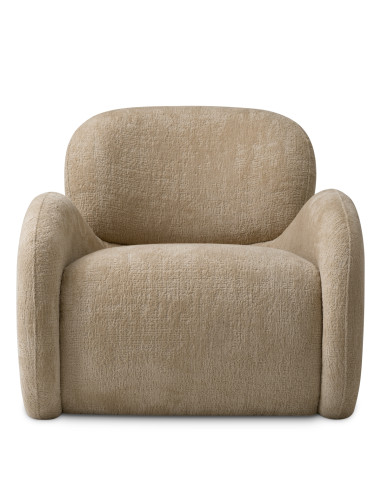 Poltrona in tessuto e legno beige sabbia