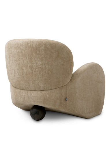 Poltrona in tessuto e legno beige sabbia