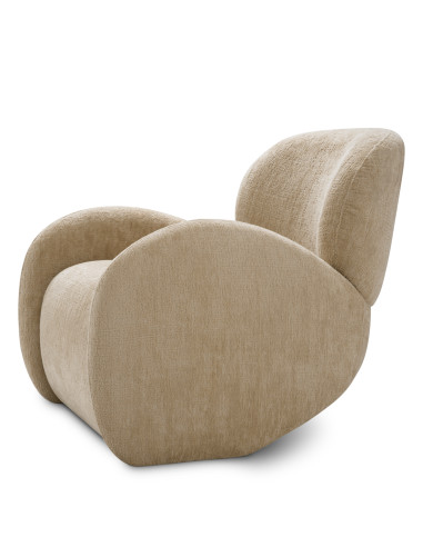 Sessel aus sandbeigem Stoff und Holz
