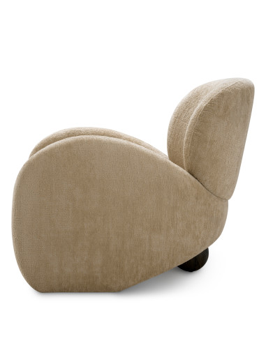 Poltrona in tessuto e legno beige sabbia