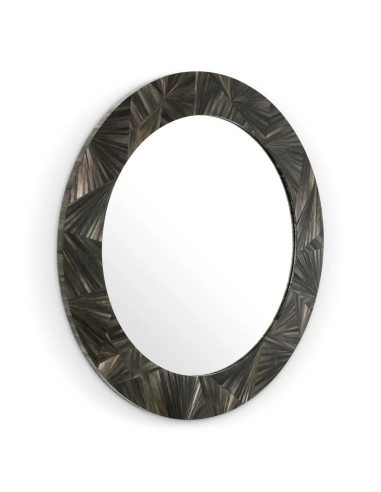 Round wall mirror in anthracite straw...