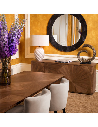 Round wall mirror in anthracite straw...