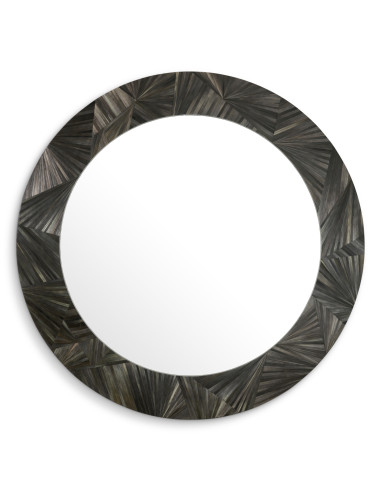 Round wall mirror in anthracite straw...