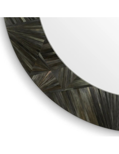 Round wall mirror in anthracite straw...