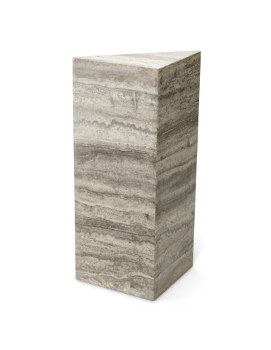 Triangular column in silver travertine