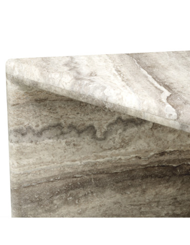 Triangular column in silver travertine