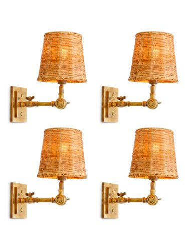 Set van vier messing wandlampen met...