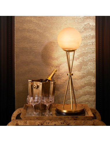 Tischlampe aus Messing und Alabaster