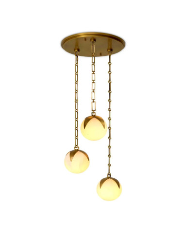 Lustre de latão e globos de alabastro