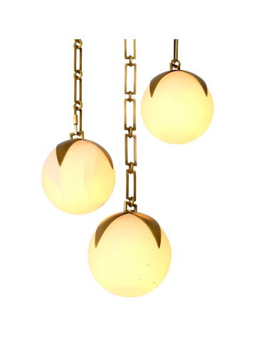 Brass chandelier and alabaster globes