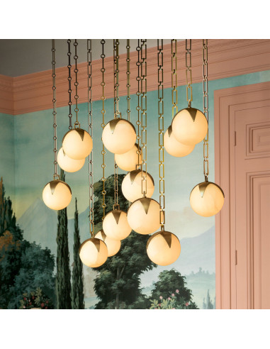 Antique brass chandelier with...