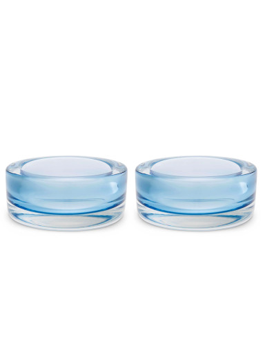 Set of two light blue blown glass...