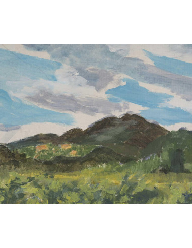纸板油画，风景画，作者 Evelyne Luez。