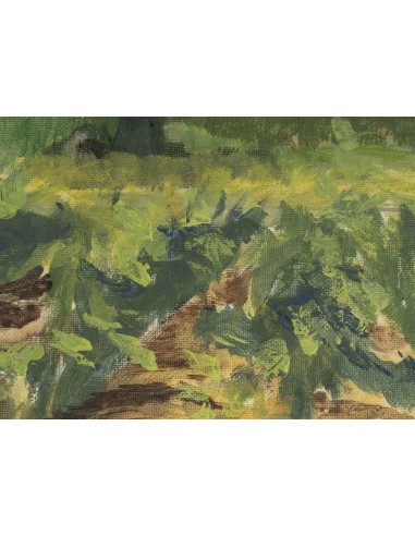 纸板油画，风景画，作者 Evelyne Luez。