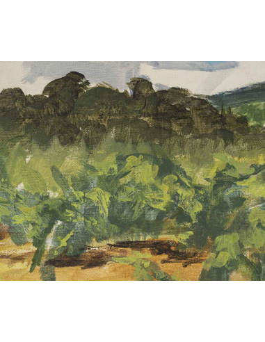纸板油画，风景画，作者 Evelyne Luez。