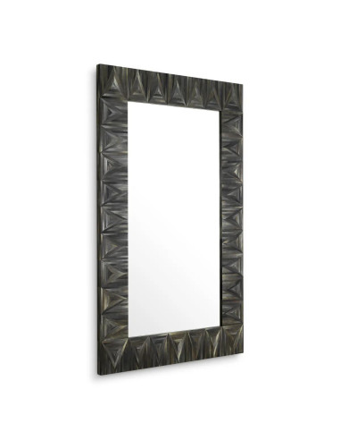 Miroir en marqueterie de paille gris...