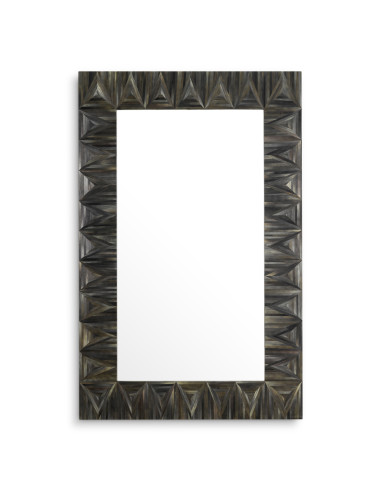Miroir en marqueterie de paille gris...