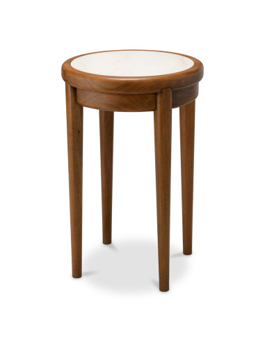 Mesa auxiliar de caoba y mármol beige
