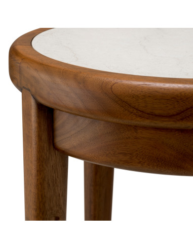 Mesa de apoio em mogno e mármore bege
