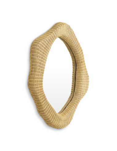 Natural rattan mirror with organic shape