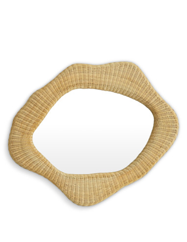 Espejo de ratán natural con forma...