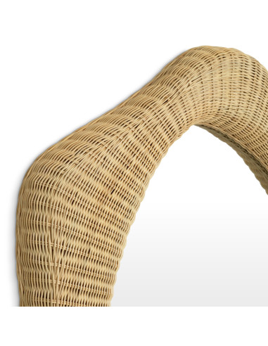Natural rattan mirror with organic shape