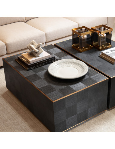 Grey oak and brass coffee table