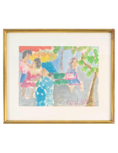 Jochen Michaelis 的纸上水彩画，Au marché...