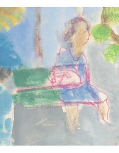 Jochen Michaelis 的纸上水彩画，Au marché...