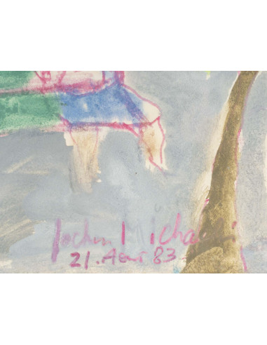 Jochen Michaelis 的纸上水彩画，Au marché...