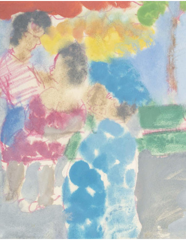 Jochen Michaelis 的纸上水彩画，Au marché...