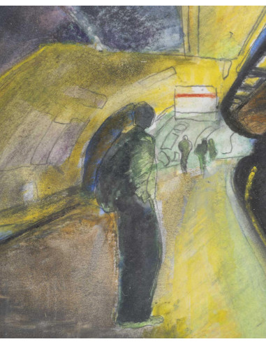 纸上绘画，作者Y.Jastoy ，99 年 2 月，展示了一个地下平台。