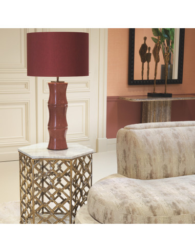 Pair of hexagonal side tables in aged...