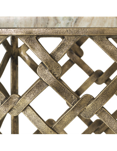 Pair of hexagonal side tables in aged...