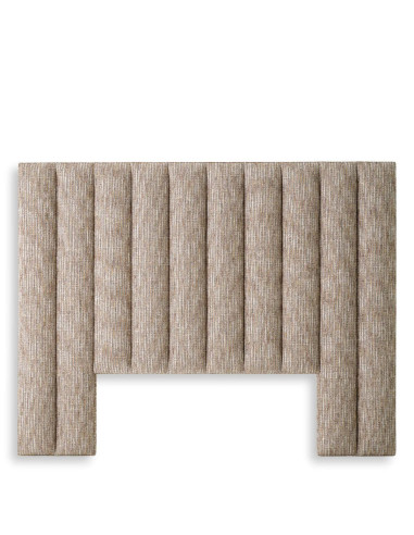 Beige fabric headboard with vertical...