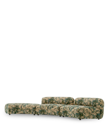 Sofá modular otomano em tecido verde