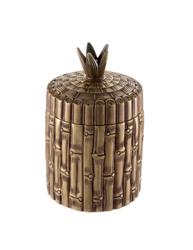 Pair of two bamboo-shaped brass boxes