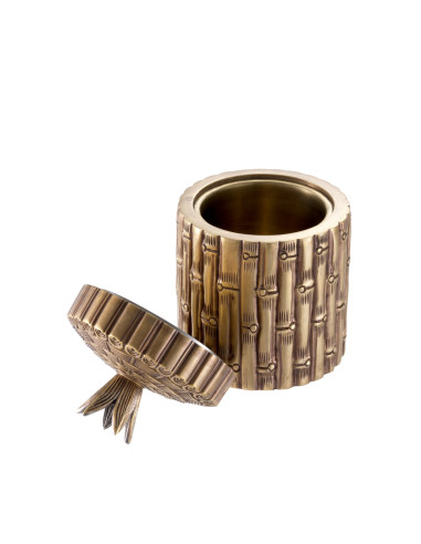 Pair of two bamboo-shaped brass boxes